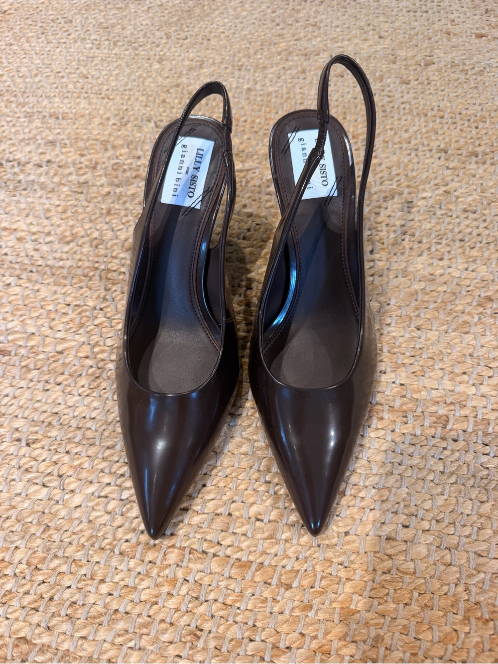 Gianni Bini x Lilly Sisto Dark Brown Pointed-Toe Slingback Pumps